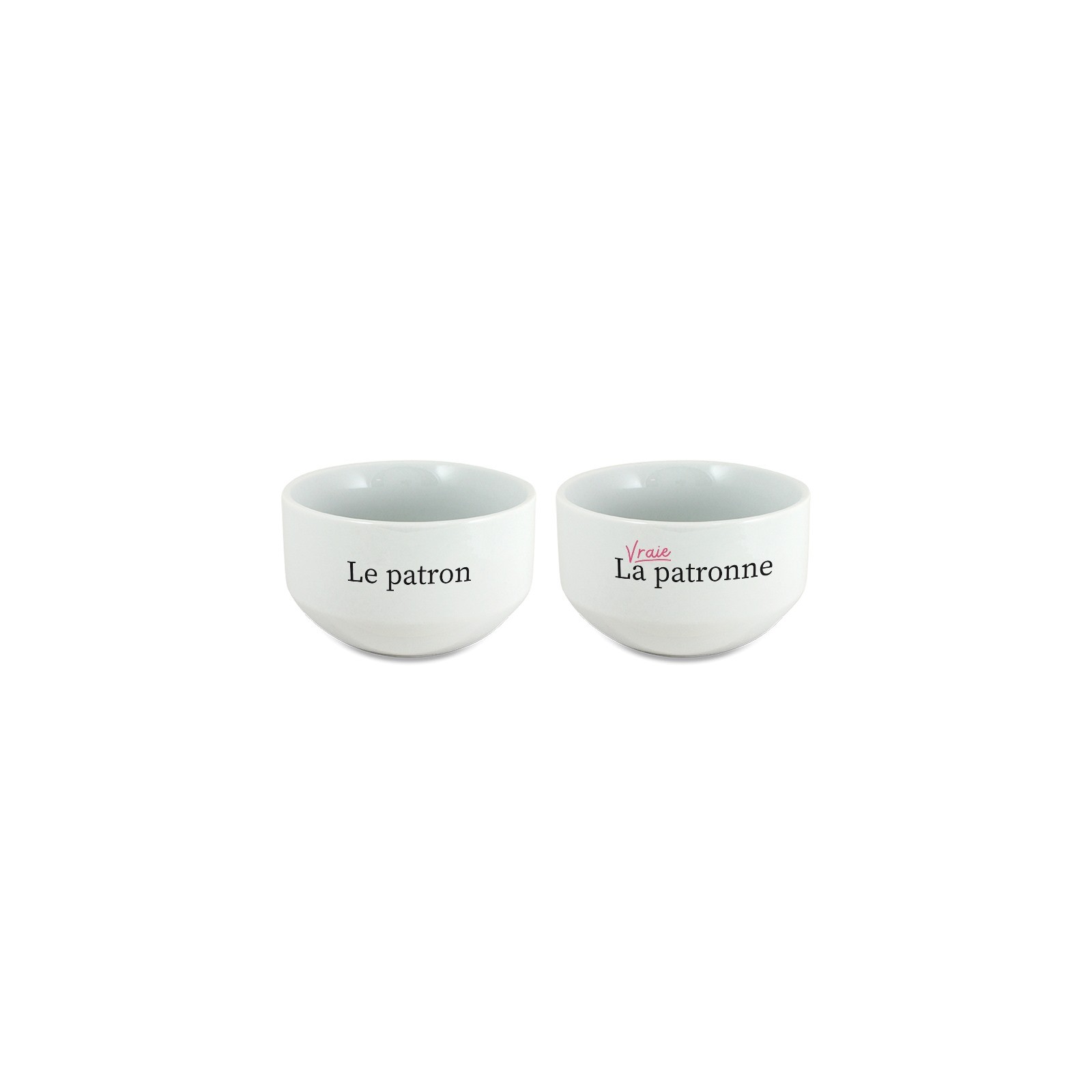 Pack of 2 Patroness model bowls customizable with First Name - Personalized couple gift - Valentine's Day