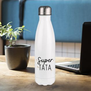 Bouteille isotherme personnalisable prénom - Inox, 50 cL - Modèle Super Tata - Cadeau Personnalisé pour sa Tante