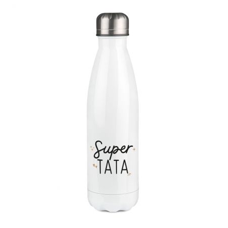 Bouteille isotherme personnalisable prénom - Inox, 50 cL - Modèle Super Tata - Cadeau Personnalisé pour sa Tante