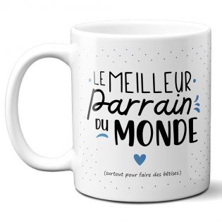 Mug Meilleur Parrain du Monde - Cadeau parrain anniversaire ou fêtes de fin d'année - Tasse imprimée en France