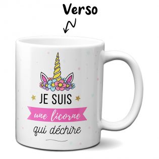 Tasse céramique rose Je suis une Licorne qui Déchire - Mug cadeau licorne pour sa copine - Cadeau anniversaire petite fille Noël