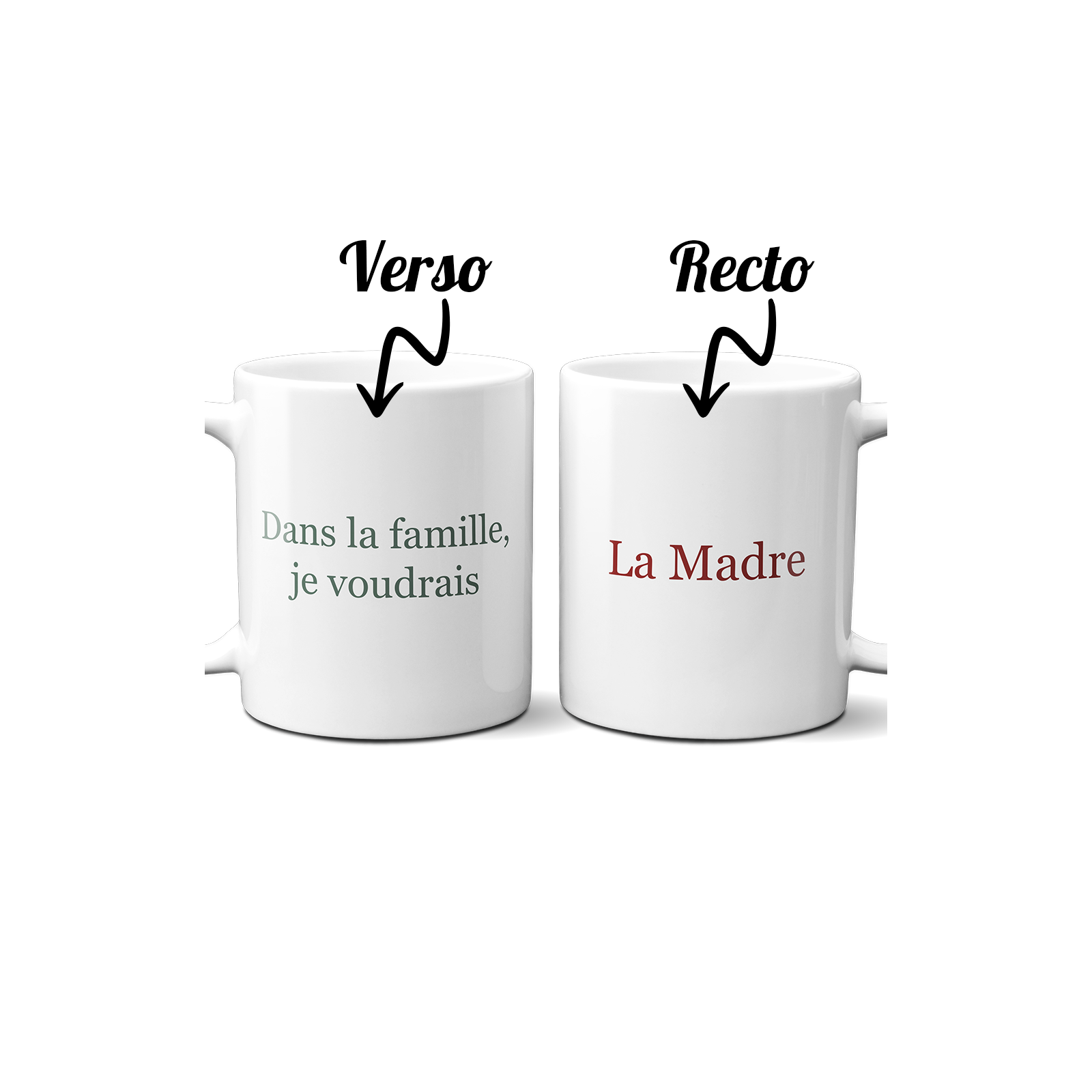 Mug pack for the whole family - Set of 2 to 5 customizable family cups - Ceramic, 33 cL - Personalized in France