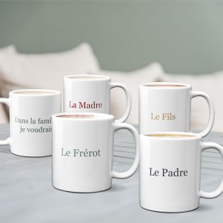 Pack mugs pour toute la famille - Lot de 2 à 5 tasses personnalisables famille - Céramique, 33 cL - Personnalisé en France