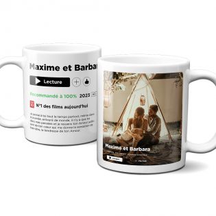 Gift pack for Series and Film enthusiasts - Customizable film poster model mug + Cocooning red embroidery blanket