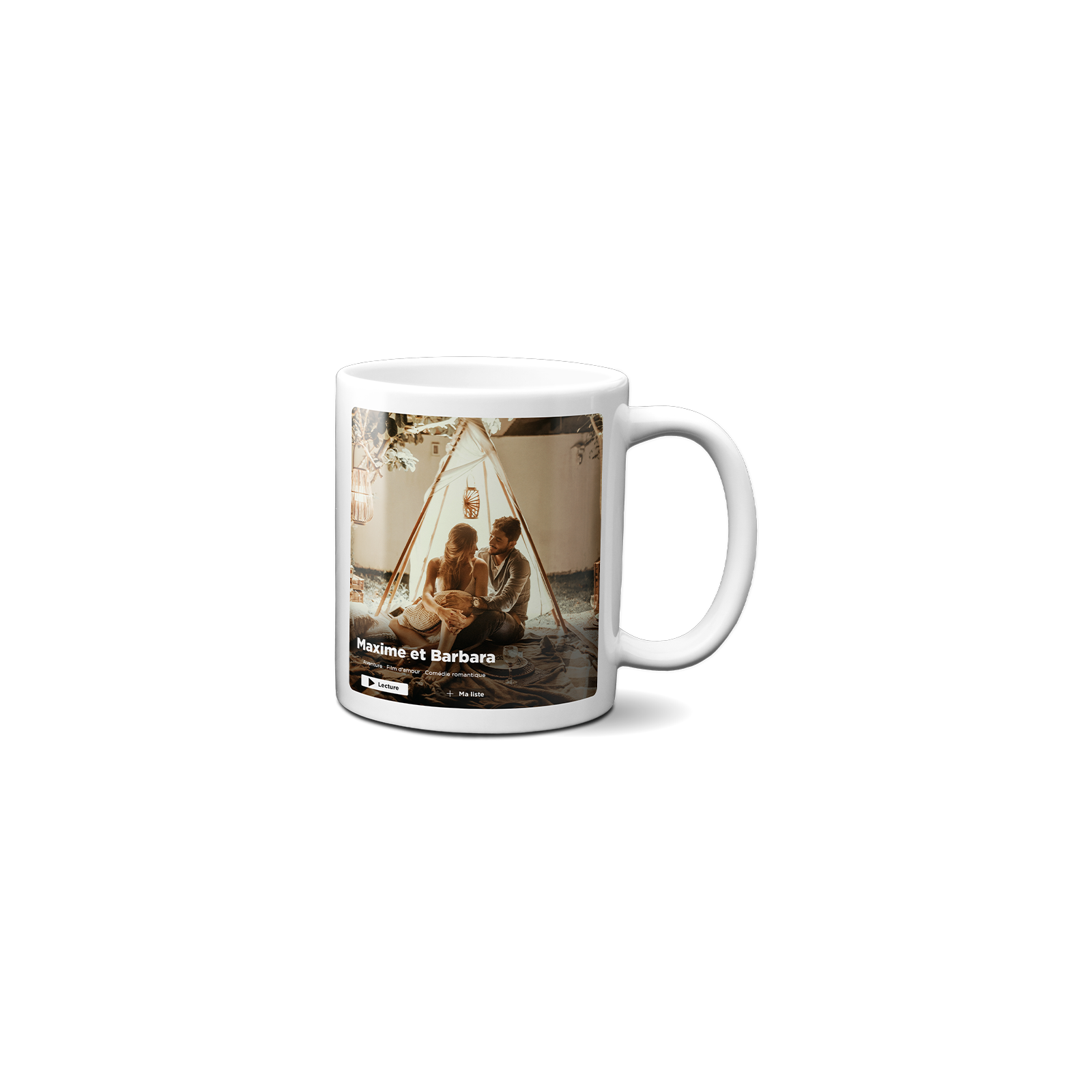 Mug en céramique modèle Affiche de film personnalisable avec Texte et Photo · Idée cadeau amateur de série et cinéma 