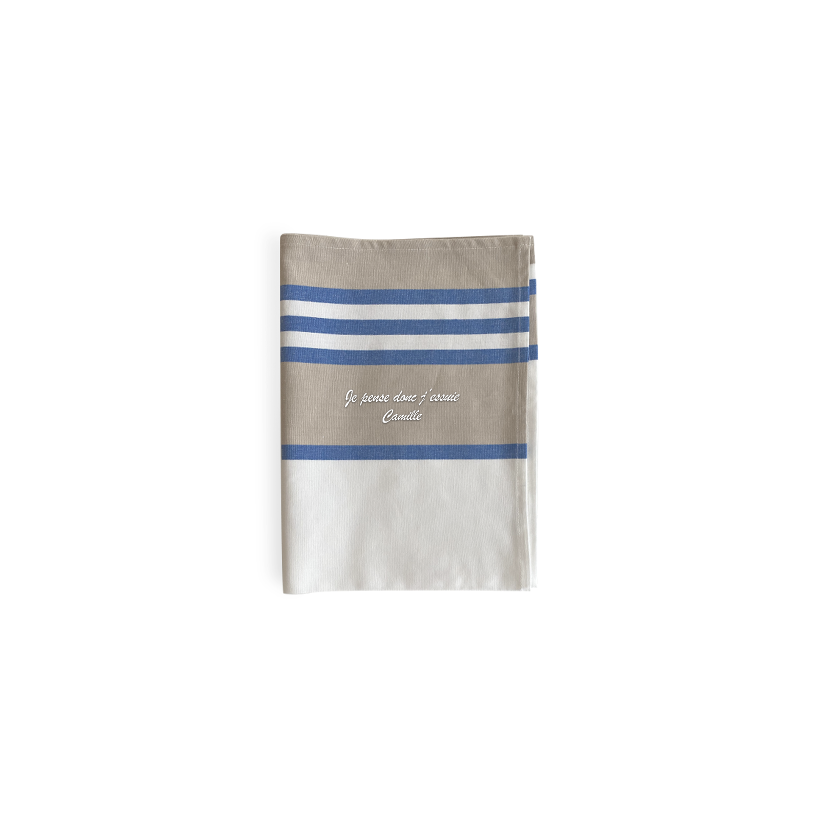 Personalized blue kitchen towel · French embroidery · Fun gift idea · Tea towel I think therefore I wipe