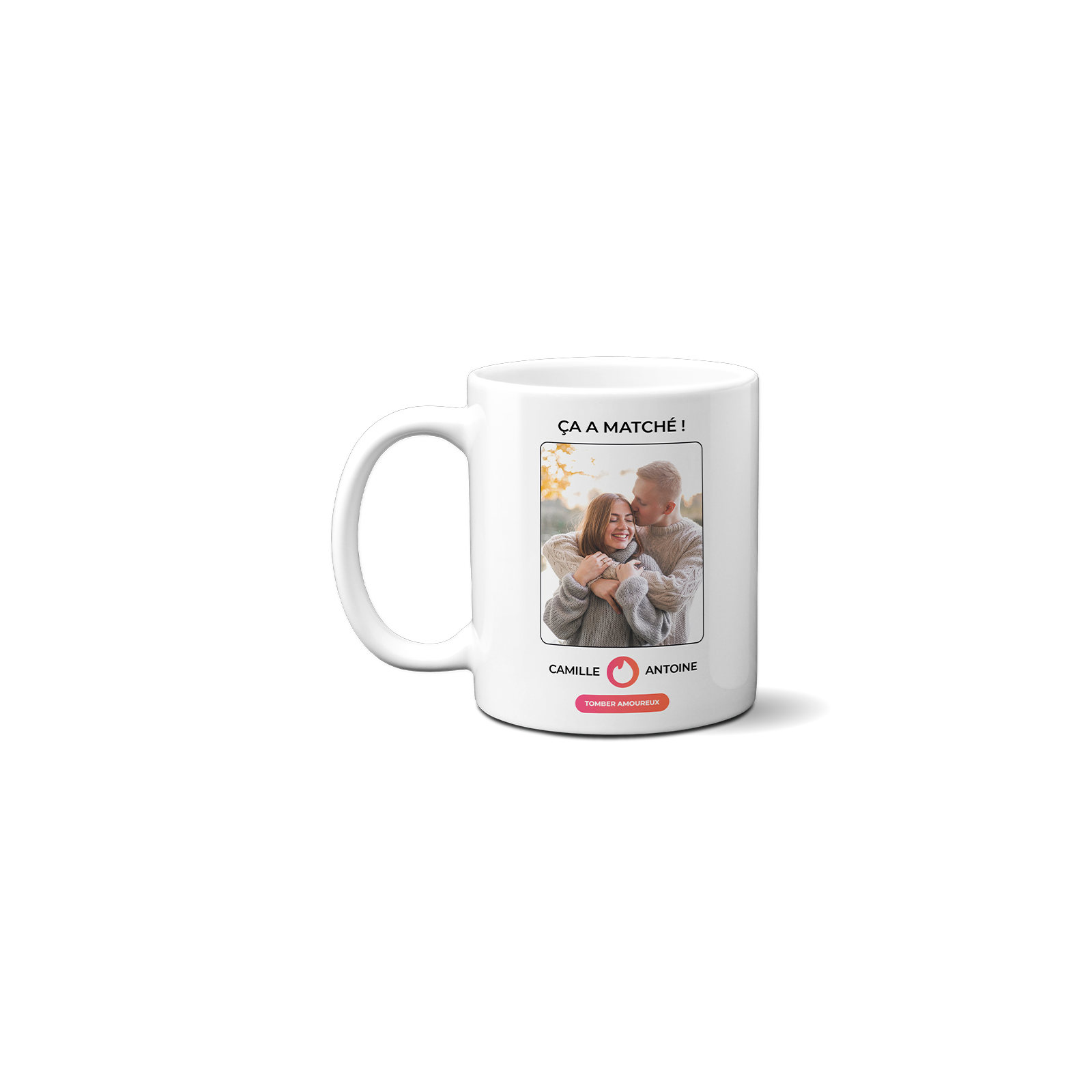 Mug Ça a matché personnalisable avec Photo et Prénom | Cadeau son/sa chéri(e) personnalisé Noël