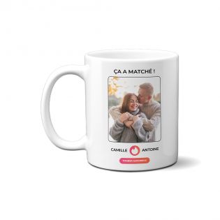 Mug Ça a matché personnalisable avec Photo et Prénom | Cadeau son/sa chéri(e) personnalisé Noël