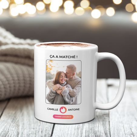 Mug personnalisé type Match Tinder - Cadeau couple amusant