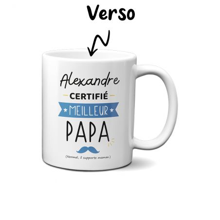 Mug Certifié Meilleur Papa - Cadeau Anniversaire ou Noël pour super père - Imprimé en France