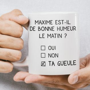 Mug humour Bonne humeur du matin - Ta gueule Personnalisable - Idée cadeau rigolo pour anniversaire 