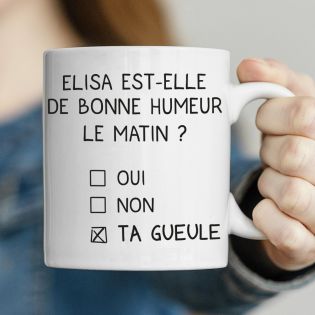 Mug humour Bonne humeur du matin - Ta gueule Personnalisable - Idée cadeau rigolo pour anniversaire 