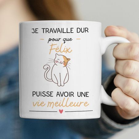 Mug I work for my CatCustomizable - Birthday or Christmas Gift for Cat Fan