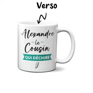 Mug Cousin qui Déchire Personnalisable - Tasse cadeau Anniversaire ou Noël