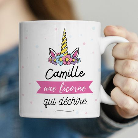 Tasse céramique rose Je suis une Licorne qui Déchire Personnalisable