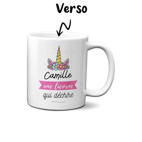 Tasse céramique rose Je suis une Licorne qui Déchire Personnalisable