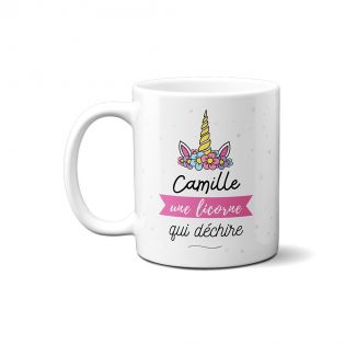 Tasse céramique rose Je suis une Licorne qui Déchire Personnalisable