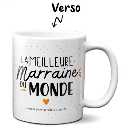 Mug Meilleure Marraine du Monde - Cadeau anniversaire ou Noël de marraine - 33 cL, Céramique - Imprimé en France