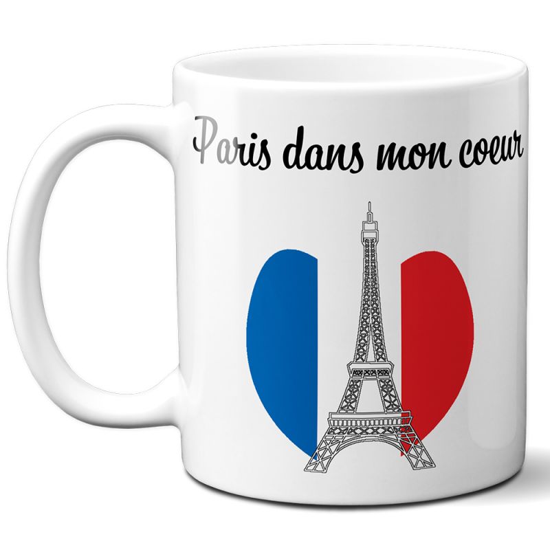 Mug en céramique blanc personnalisé avec Texte | Paris