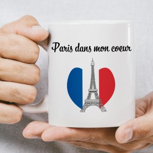 Mug en céramique blanc personnalisé avec Texte| Paris