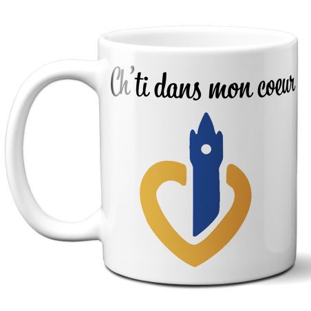 Mug en céramique blanc personnalisé avec Texte | Hauts de France