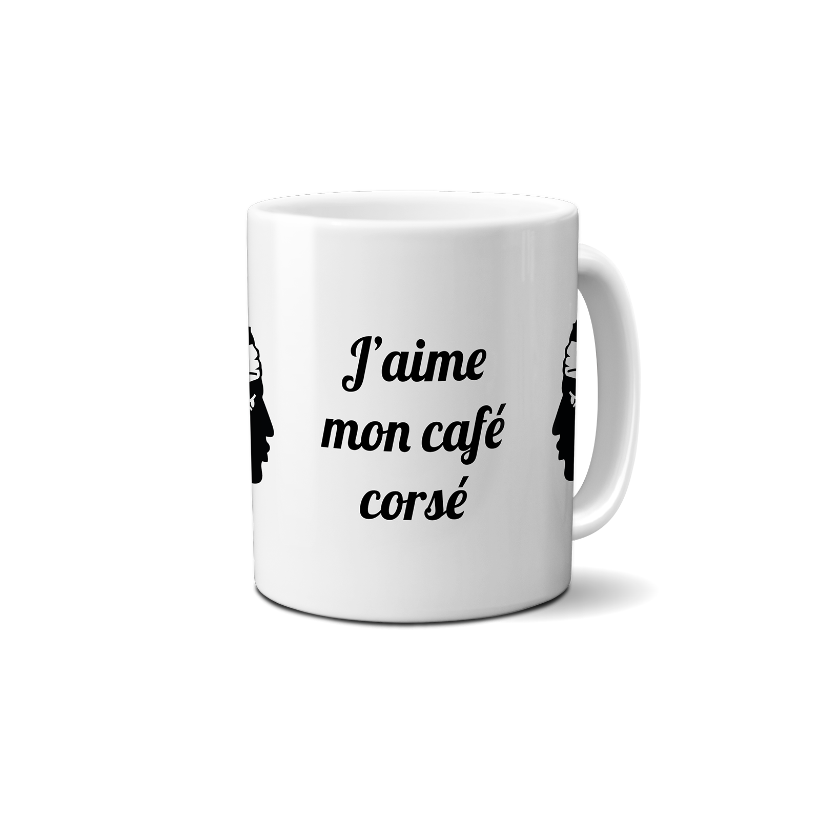 Mug en céramique blanc personnalisé avec Texte | Tête de Maure Corse