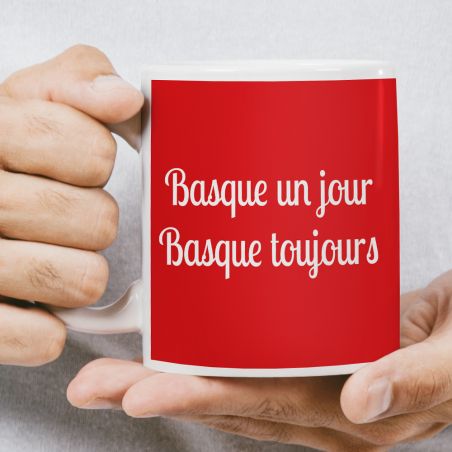 Mug en céramique blanc personnalisé avec Texte | Croix Basque