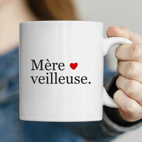 Tasse à café Mère-Veilleuse - Tasse jeu de mots humoristique pour fête des mères - Idée cadeau super maman fêtes de fin d'année 