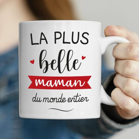 Tasse en céramique La plus Belle Maman - Cadeau Fête des Mères ou Anniversaire Maman - Tasse cadeau Noël originale 