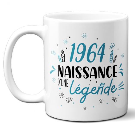 Mug anniversaire 1964 - Naissance d'une légende - 33 cl, céramique - Imprimé en France