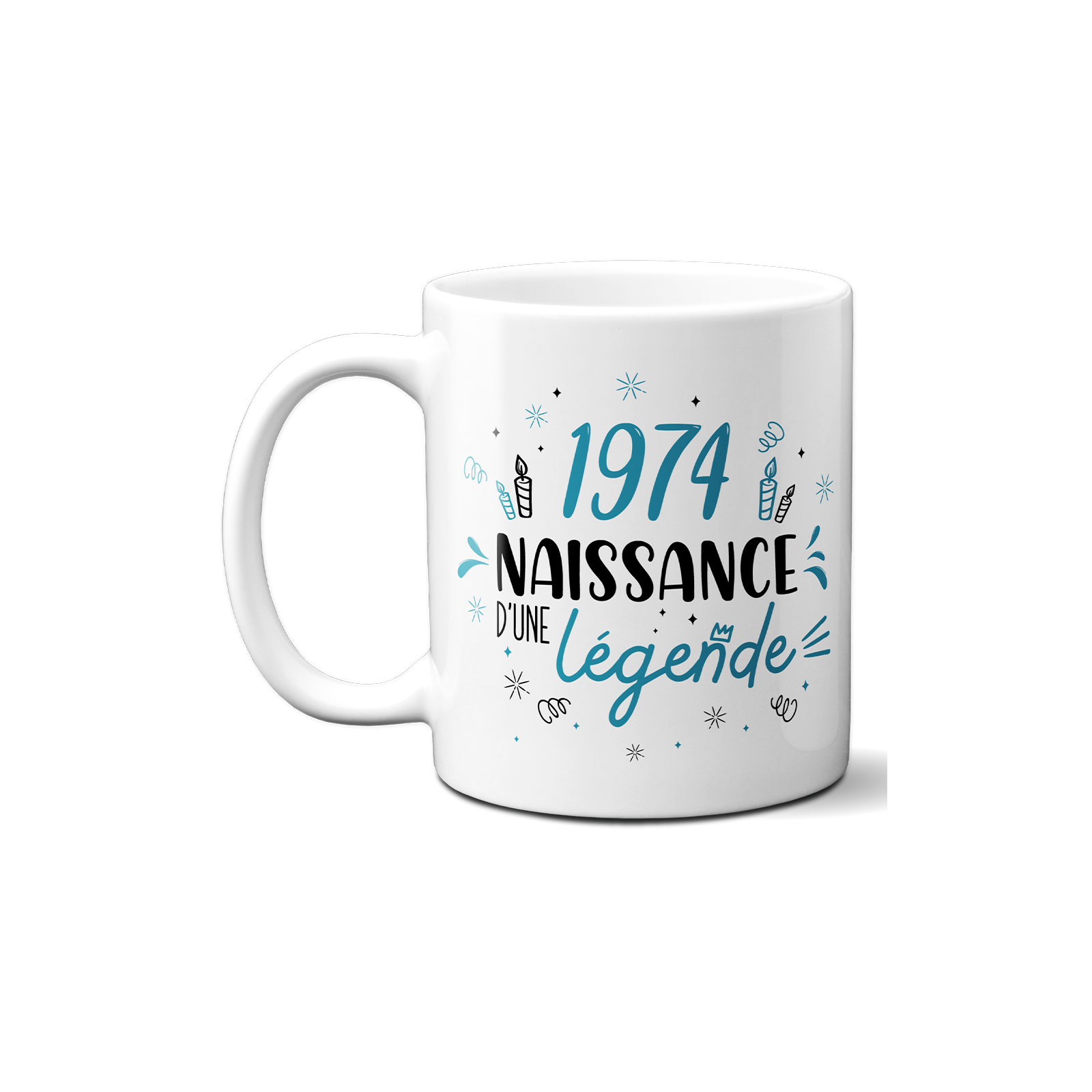 Mug anniversaire 1974 - Naissance d'une légende - 33 cl, céramique - Imprimé en France