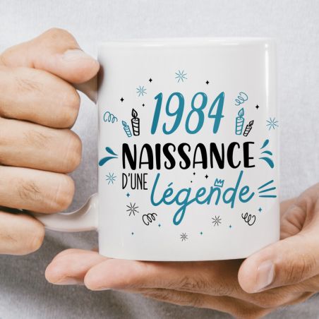 Mug anniversaire 1984 - Naissance d'une légende - 33 cl, céramique - Imprimé en France