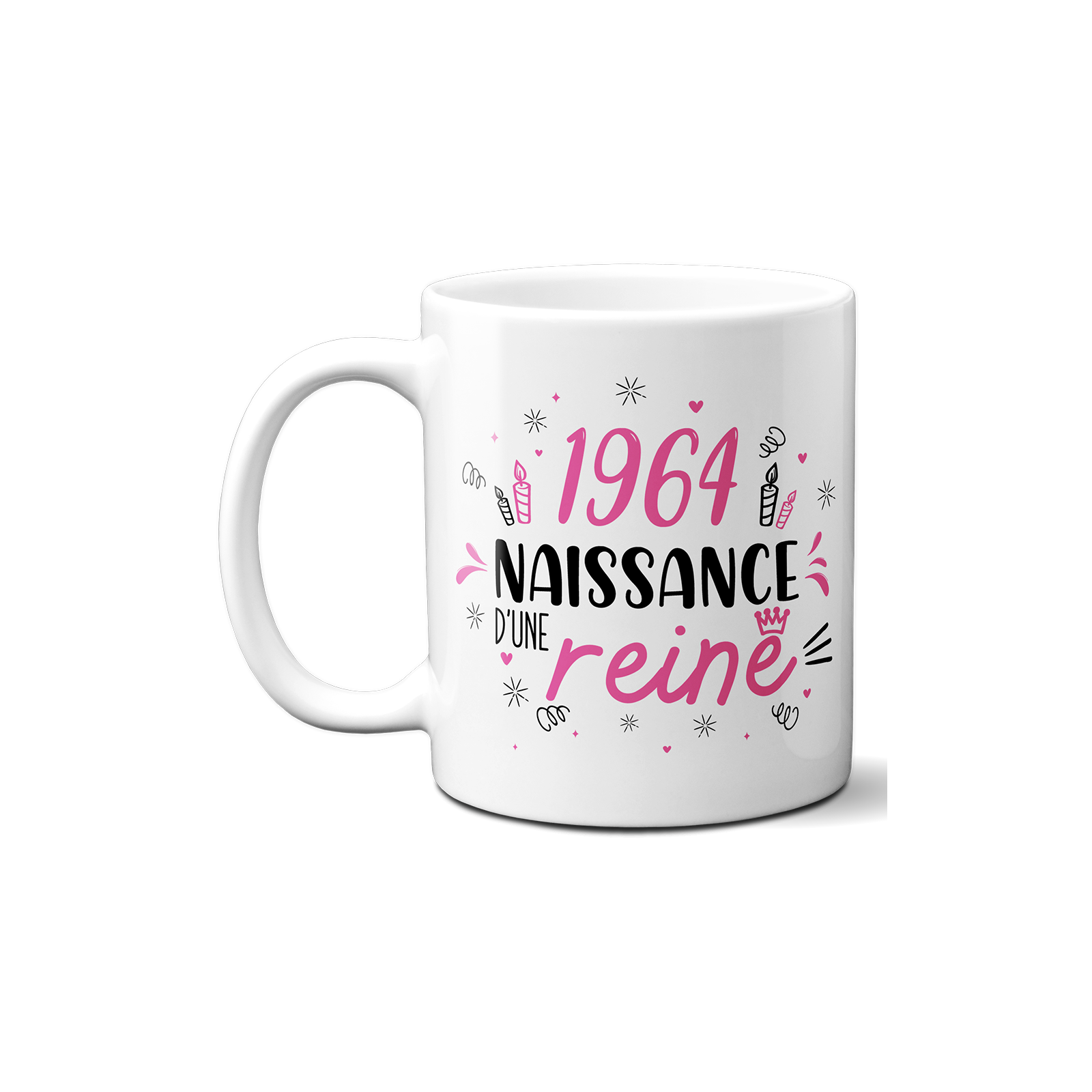 Mug anniversaire 1964 - Naissance d'une Reine - 33 cl, céramique - Imprimé en France