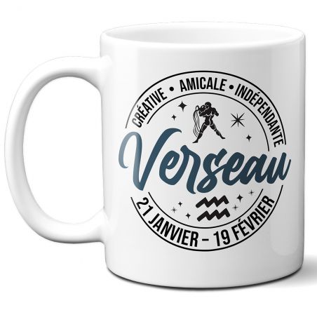 Mug signe astrologique Verseau - 33 cl, céramique - Imprimé en France