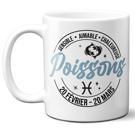 Mug signe astrologique Poisson - 33 cl, céramique - Imprimé en France