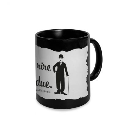 Mug citation Charlie Chaplin "Une journée sans rire est une journée de perdue" - 33 cl, céramique - Imprimé en France