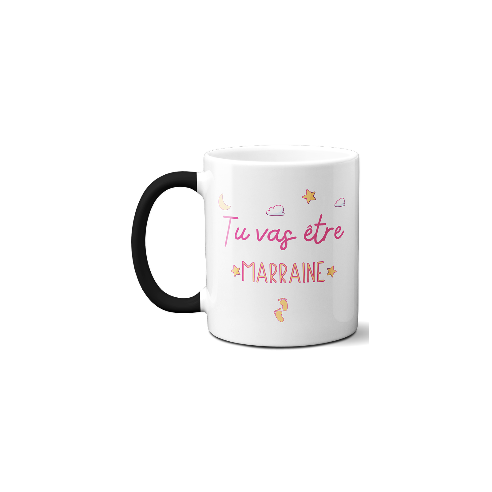 Mug Magique "tu vas être marraine" - 33 cl, céramique - Imprimé en France