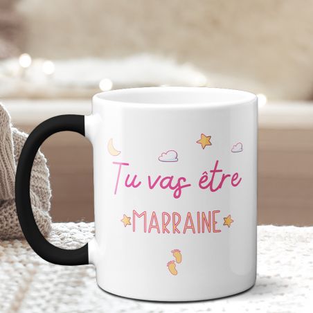 Mug Magique "tu vas être marraine" - 33 cl, céramique - Imprimé en France