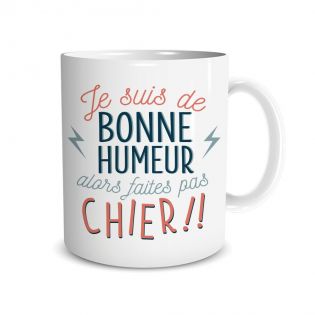 Mug humour Bonne humeur du matin - Ta gueule - Idée cadeau rigolo pour anniversaire - Tasse couple originale Noël 