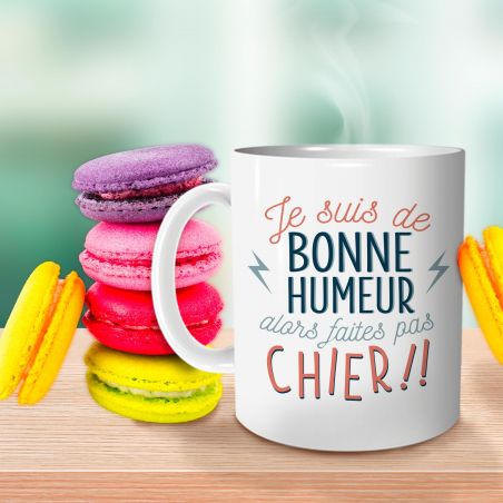 Mug humour Bonne humeur du matin - Ta gueule - Idée cadeau rigolo pour anniversaire - Tasse couple originale Noël 