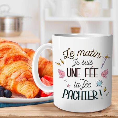 Mug humour "Le matin je suis une fée, la fée pachier" - 33 cl, céramique - Imprimé en France