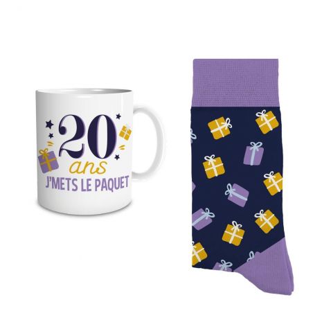 Coffret Mug Chaussettes Anniversaire 20 ans Homme