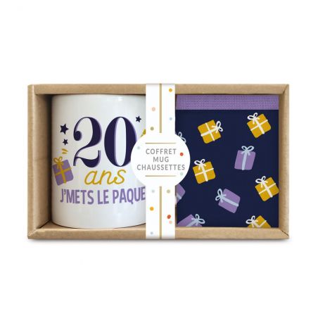 Coffret Mug Chaussettes Anniversaire 20 ans Homme