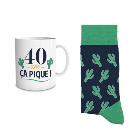 Coffret Mug Chaussettes Anniversaire 40 ans Homme