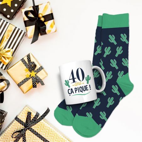 Coffret Mug Chaussettes Anniversaire 40 ans Homme