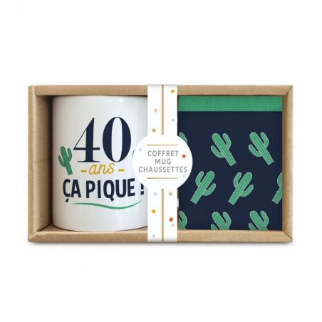 Coffret Mug Chaussettes Anniversaire 40 ans Homme