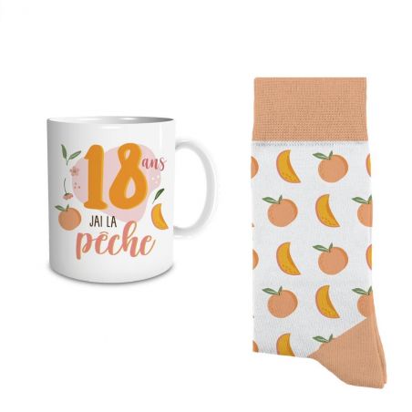 Coffret Mug Chaussettes Anniversaire 18 ans Femme