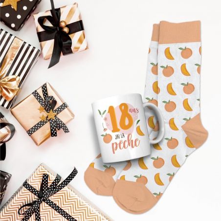 Coffret Mug Chaussettes Anniversaire 18 ans Femme