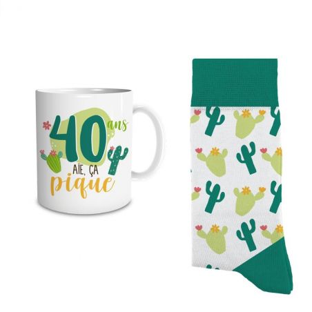 Coffret Mug Chaussettes Anniversaire 40 ans Femme