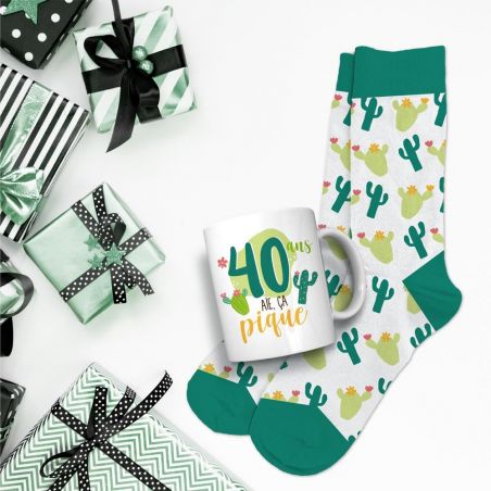 Coffret Mug Chaussettes Anniversaire 40 ans Femme